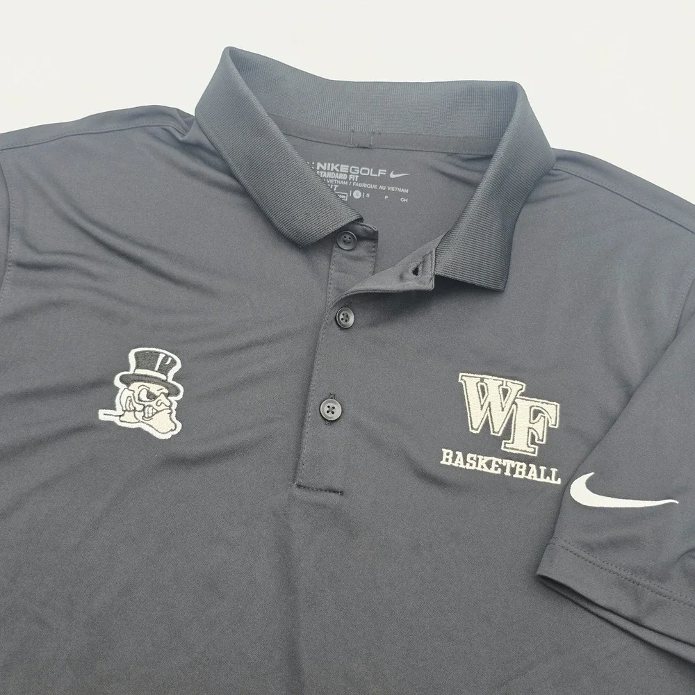 Wake Forest Demon Deacons Polo Shirt Mens Small Black Nike DriFIT Basketball